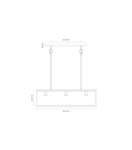 Dover Linear 3 Light Pendant Technical Drawing by Lighting Republic