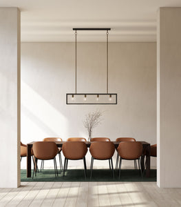 Dover Linear Pendant 4lt Clear Over Dining Table | Lighting Republic