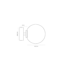 Orb Short Arm Wall Light Medium Technical Drawing by Lighting Republic
