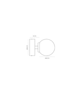 Orb Short Arm Wall Light Small Technical Drawing by Lighting Republic